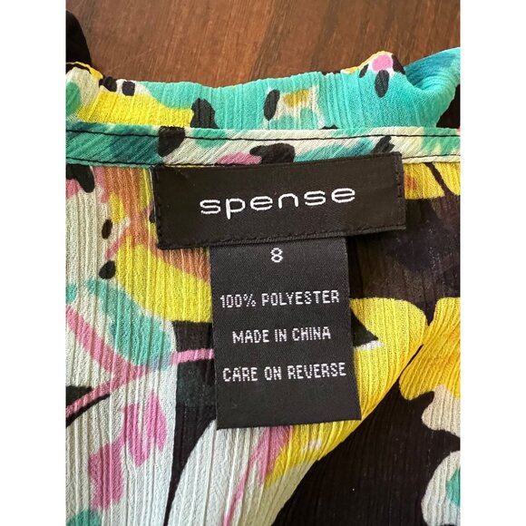 Spense Floral V-Neck Knee Length Flutter Sleeve Sheer Sundress 8 - Picture 8 of 12